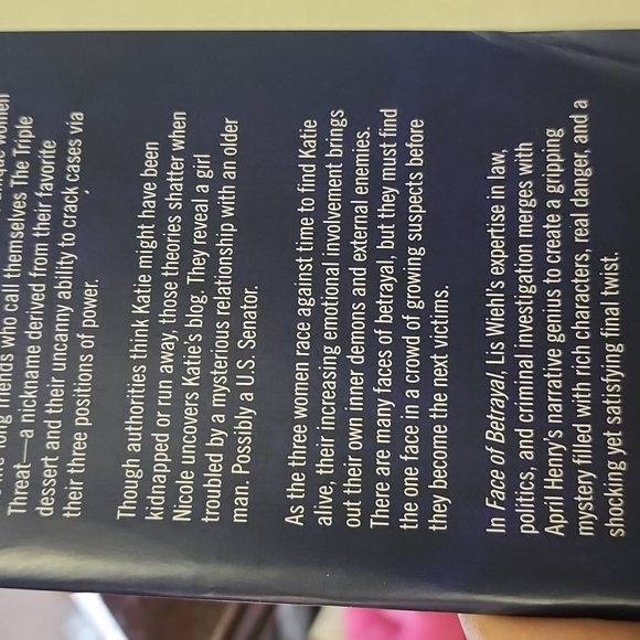 Face of betrayal by Lisa wiehl a triple threat novel - Picture 5 of 5